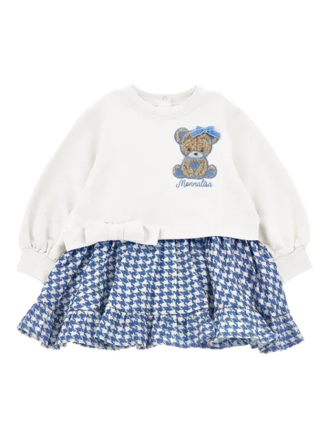 Monnalisa Bear-embroidered dress