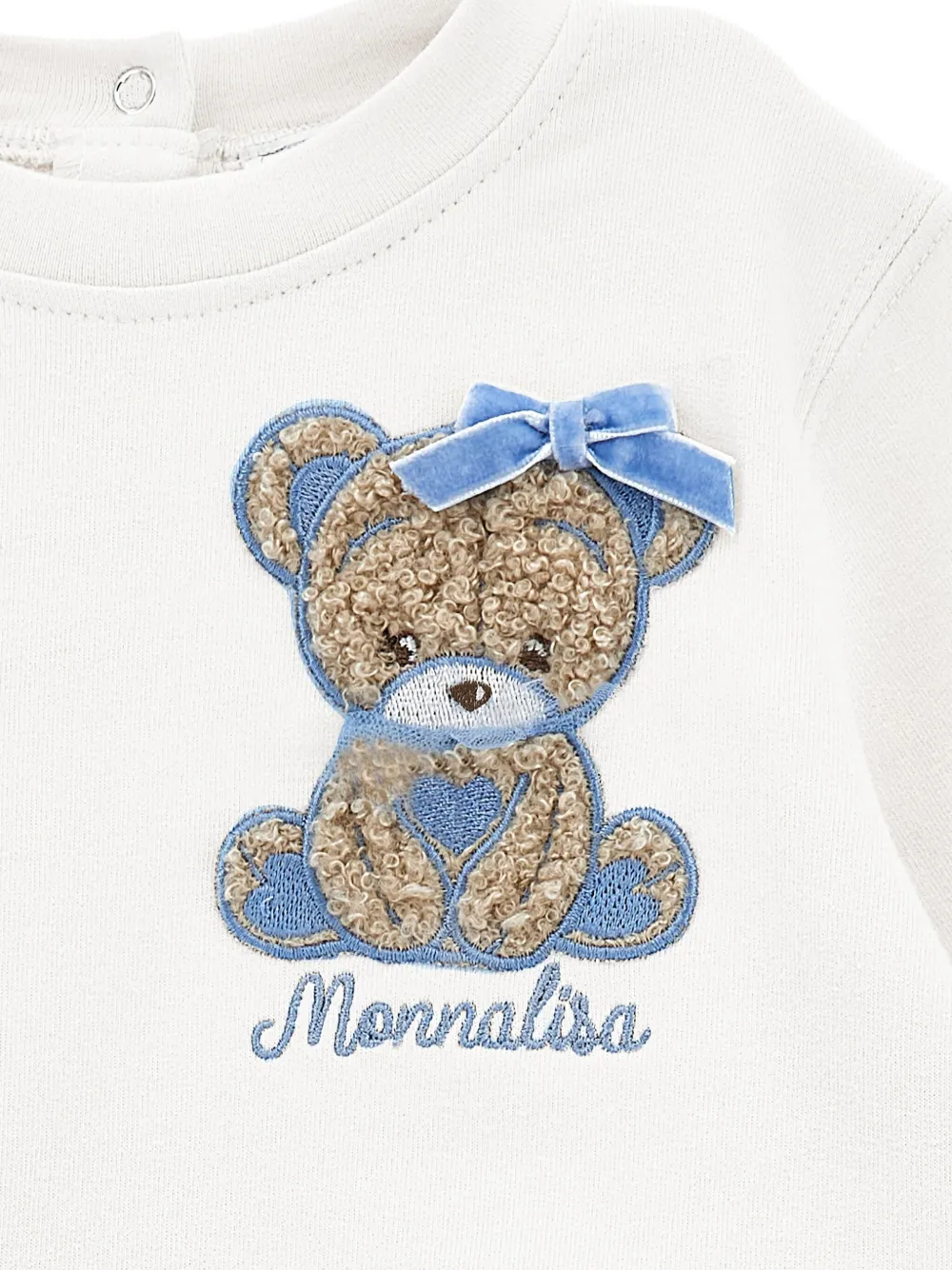 Monnalisa Bear polojurk met borduurwerk Wit