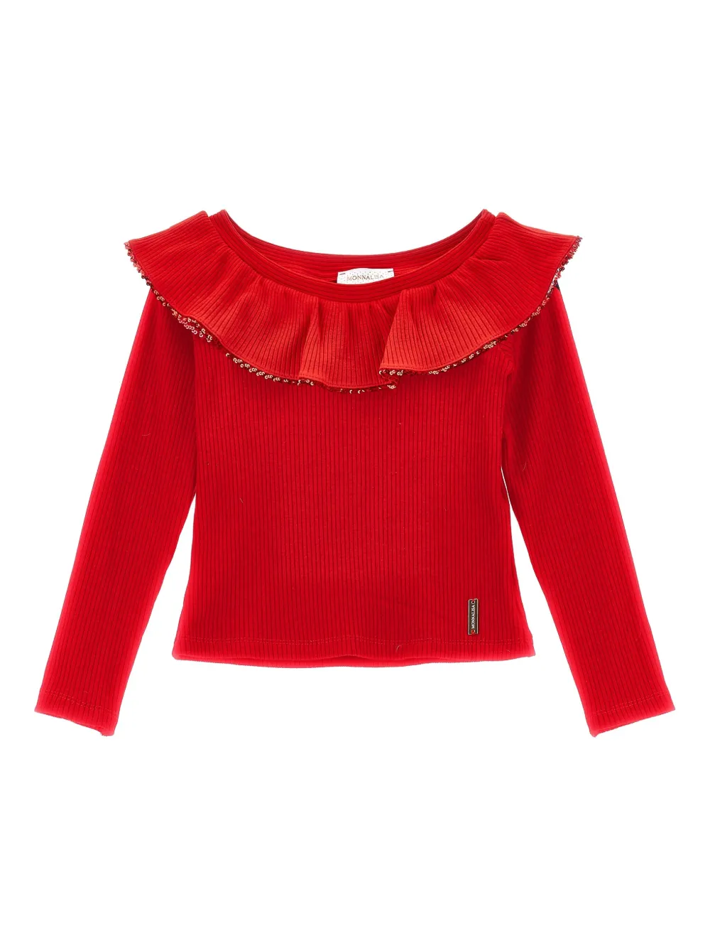 Monnalisa Sequin-embellished Knitted Top In Red