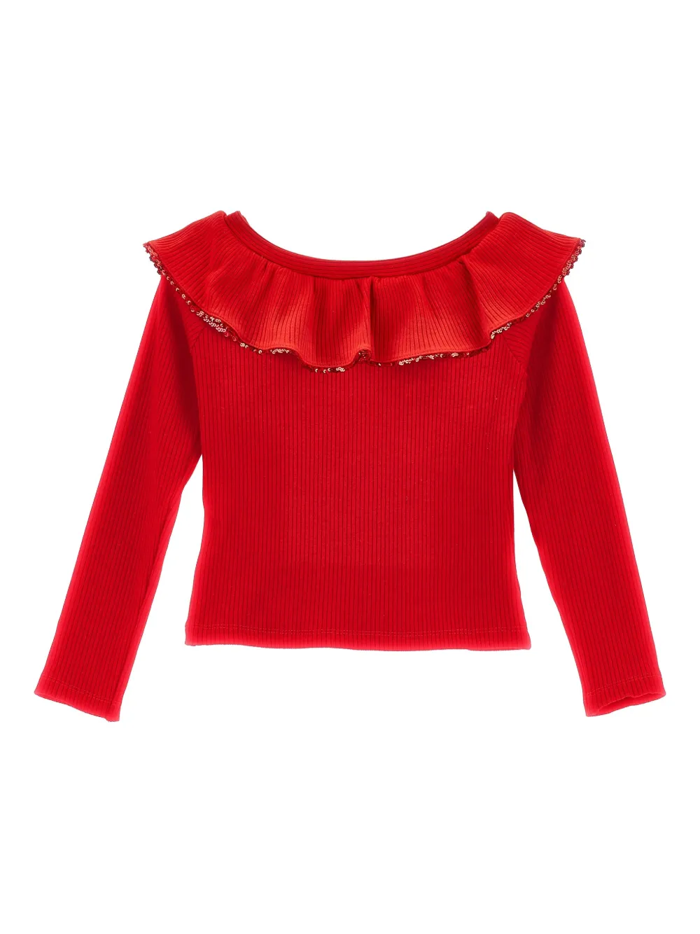 Monnalisa Sequin-embellished Knitted Top In Red
