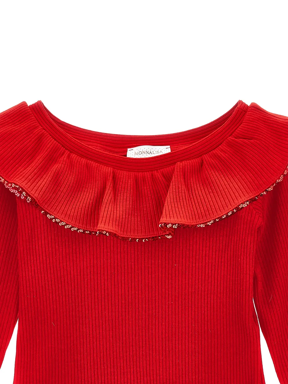 Monnalisa Sequin-embellished Knitted Top In Red