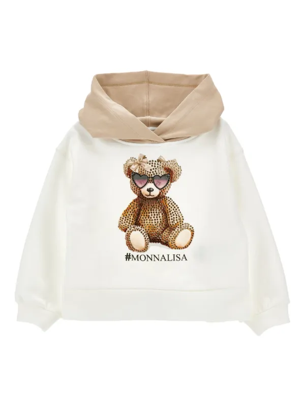 Monnalisa Hoodie Con Motivo De Oso Neutro FARFETCH CO