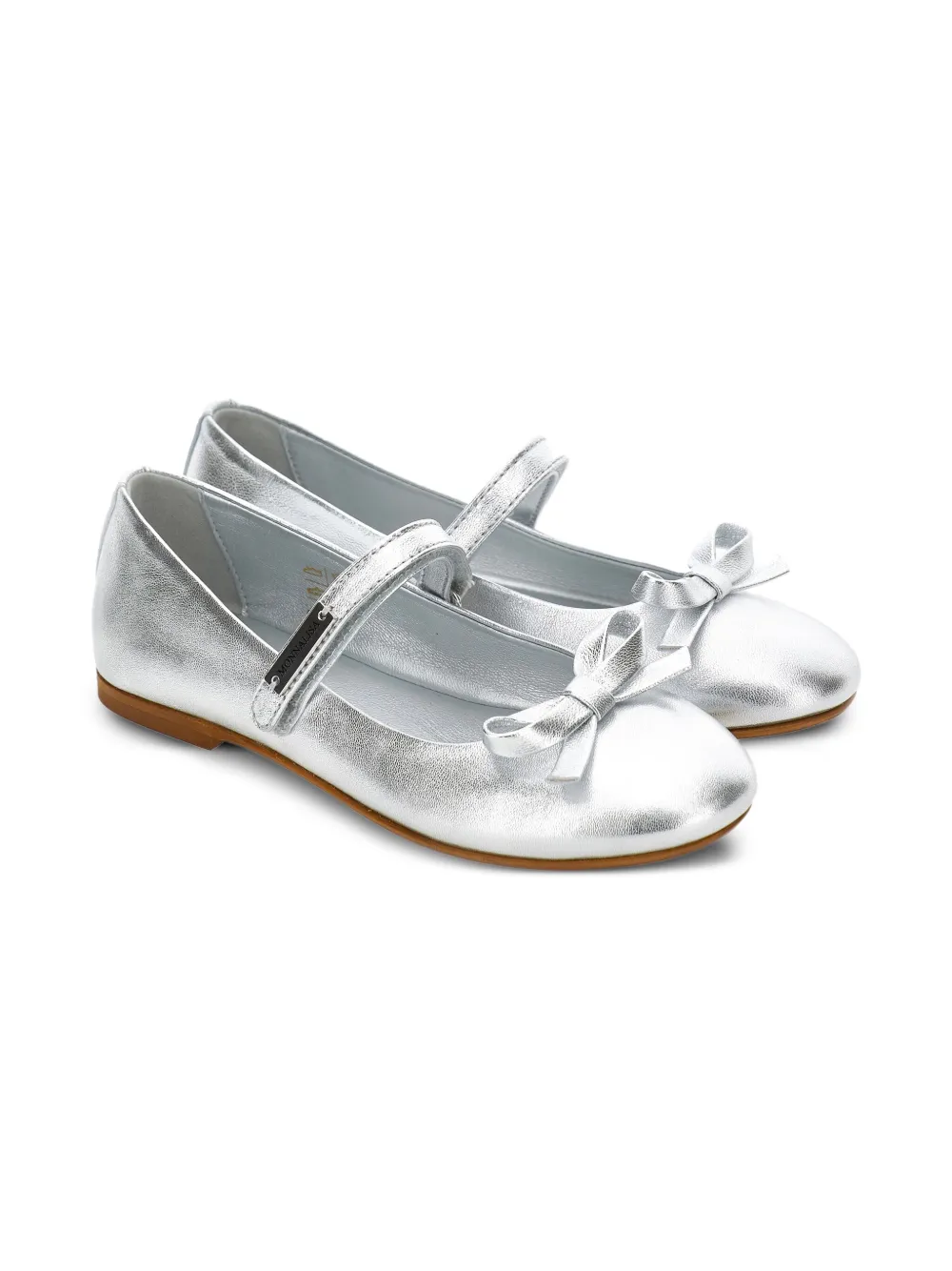 Monnalisa Metallic leren ballerina's Zilver