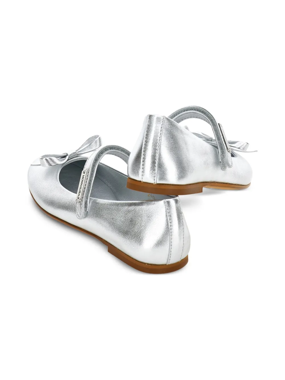 Monnalisa Metallic leren ballerina's Zilver