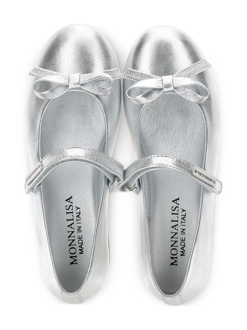 Monnalisa Metallic leren ballerina's Zilver