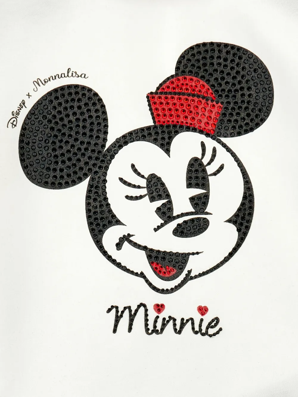 Monnalisa Minnie Rhinestone Jersey T-shirt In White