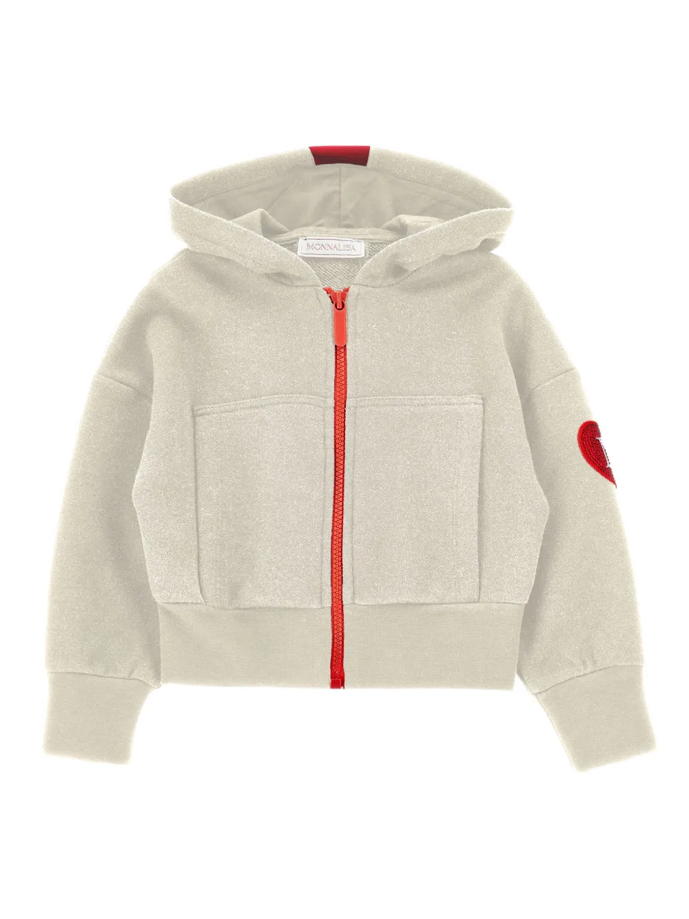 Monnalisa Felpa con cappuccio e zip - Bianco