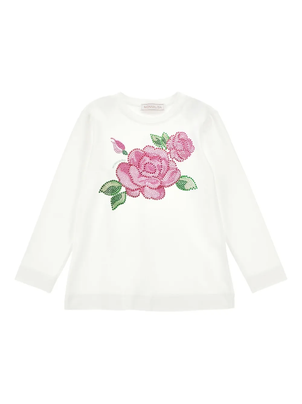 Monnalisa Top a maniche lunghe con decorazione - Bianco