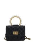Monnalisa pearl-handle quilted shoulder bag - Black