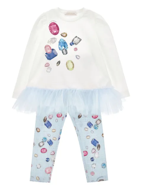 Monnalisa gemstone-print top and leggings set