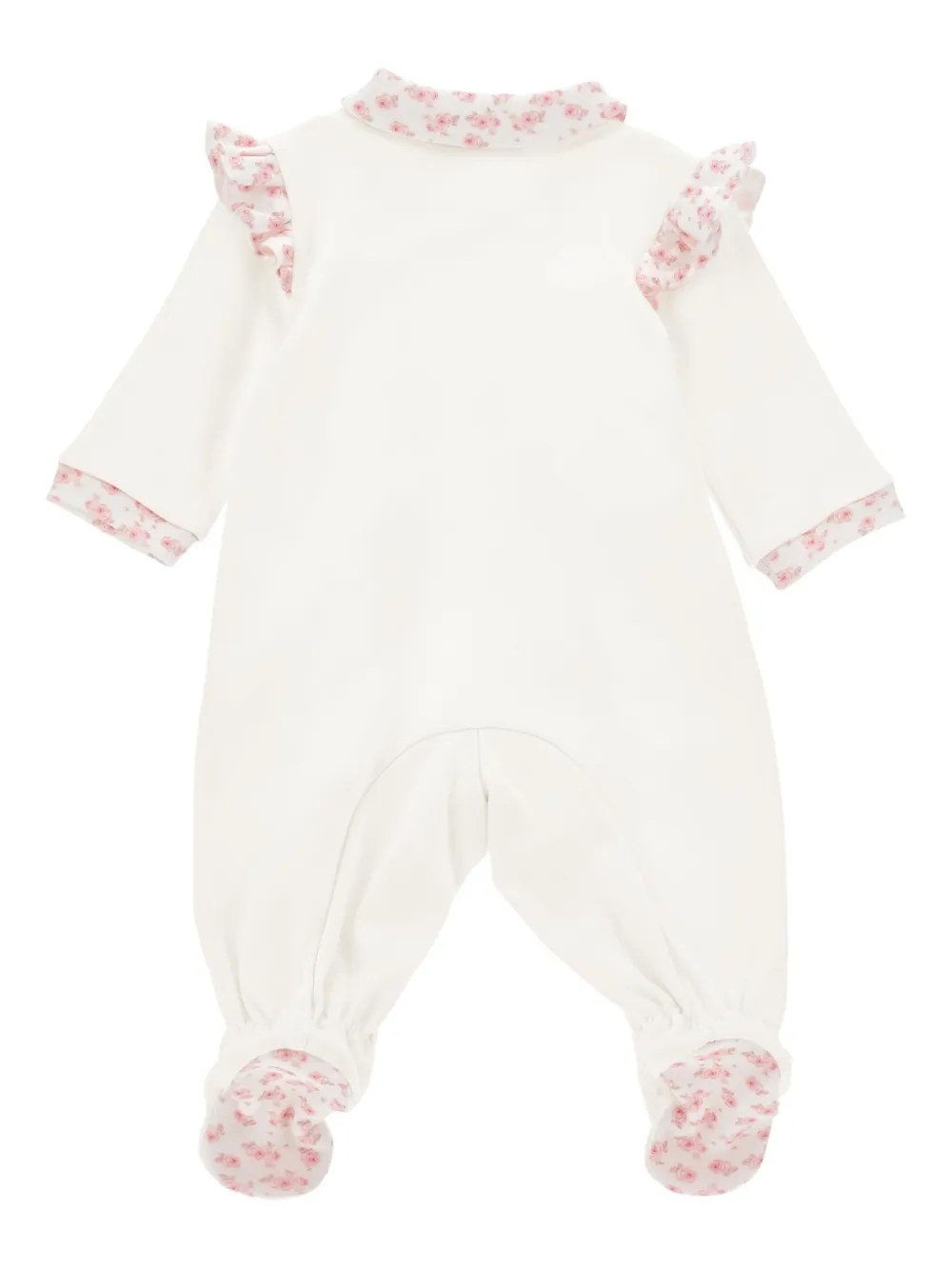 Monnalisa Romper met geborduurde bloemen Wit