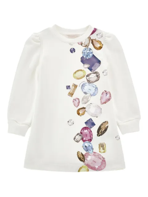 Monnalisa gem-embellished long-sleeve dress