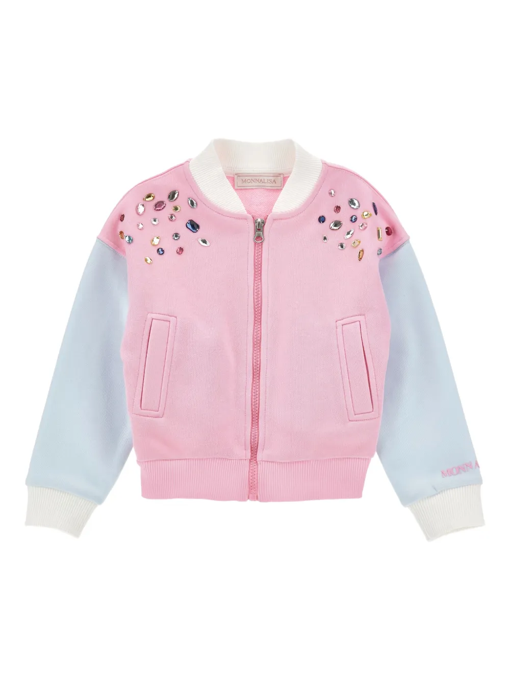 Monnalisa chamarra bomber con detalle de joyas | rosado | Image 1