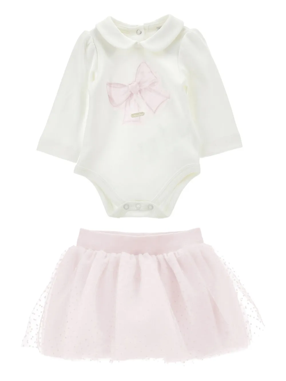 Monnalisa Romper met lange mouwen en tulen rok Wit