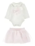 Monnalisa long-sleeve bodysuit and tulle skirt set - White
