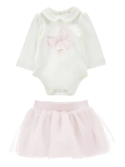 Monnalisa long-sleeve bodysuit and tulle skirt set
