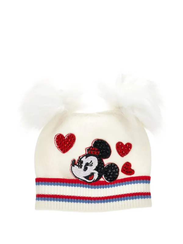 Monnalisa x Disney Minnie Mouse Beanie White FARFETCH IN