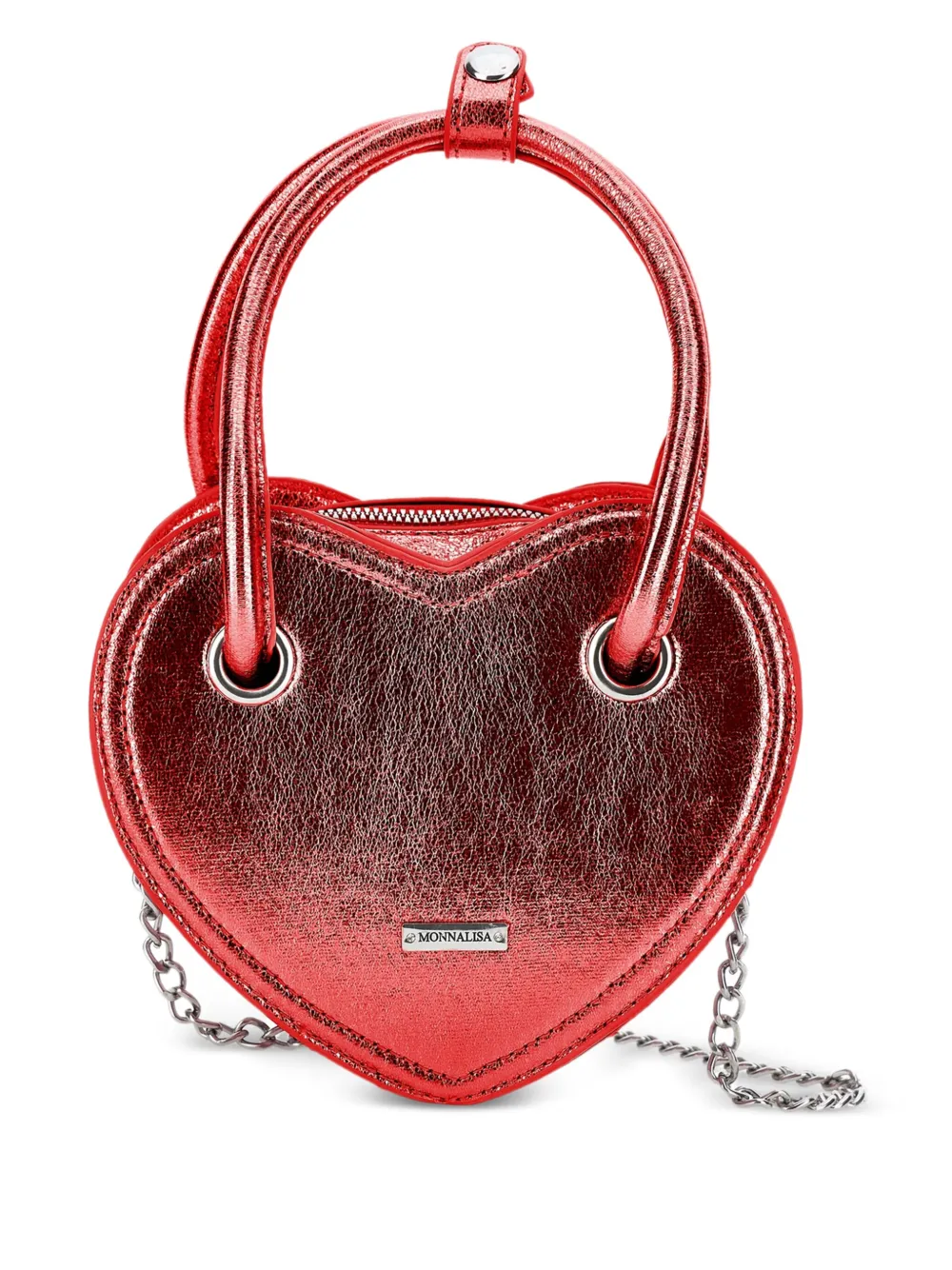 Monnalisa Hartvormige metallic tas Rood