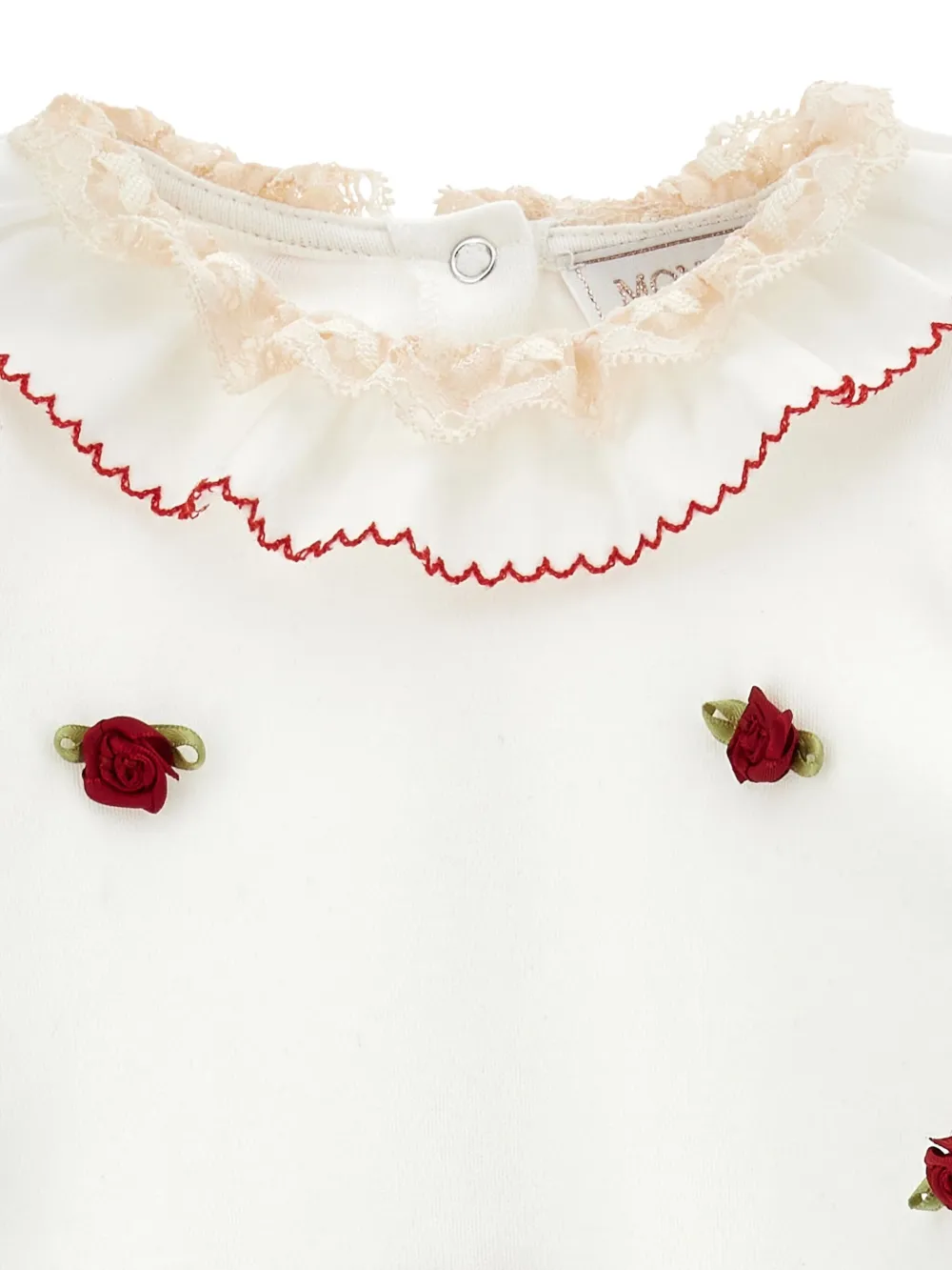 Monnalisa Baby Romper Bib And Hat Set In White