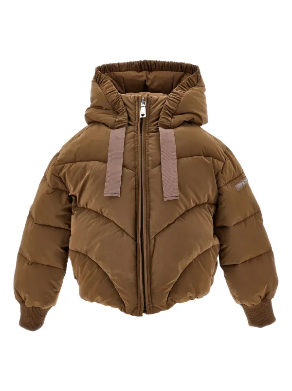 Monnalisa Hooded Puffer Jacket Brown FARFETCH JO