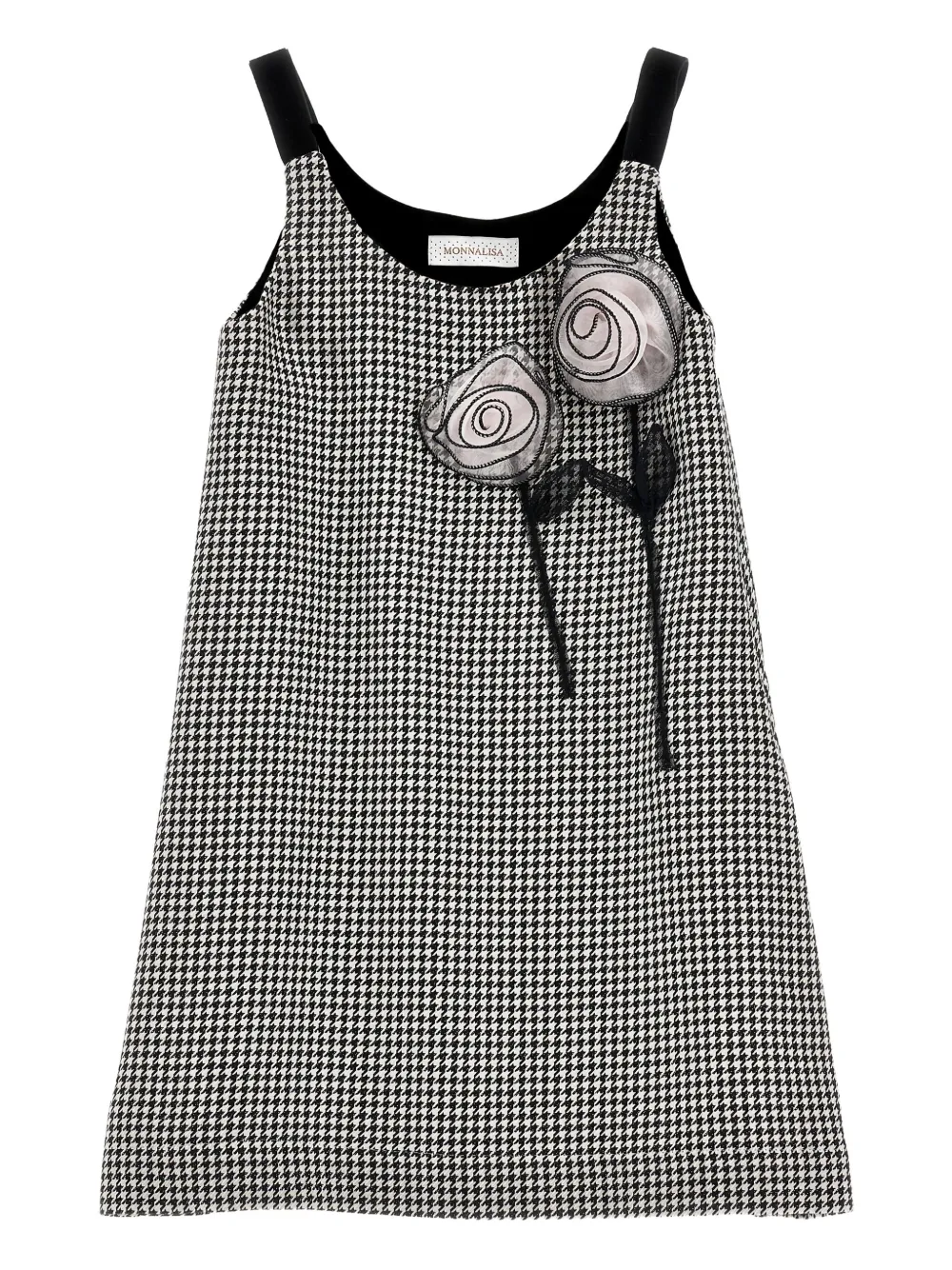 Monnalisa Jurk met pied-de-poule print Zwart