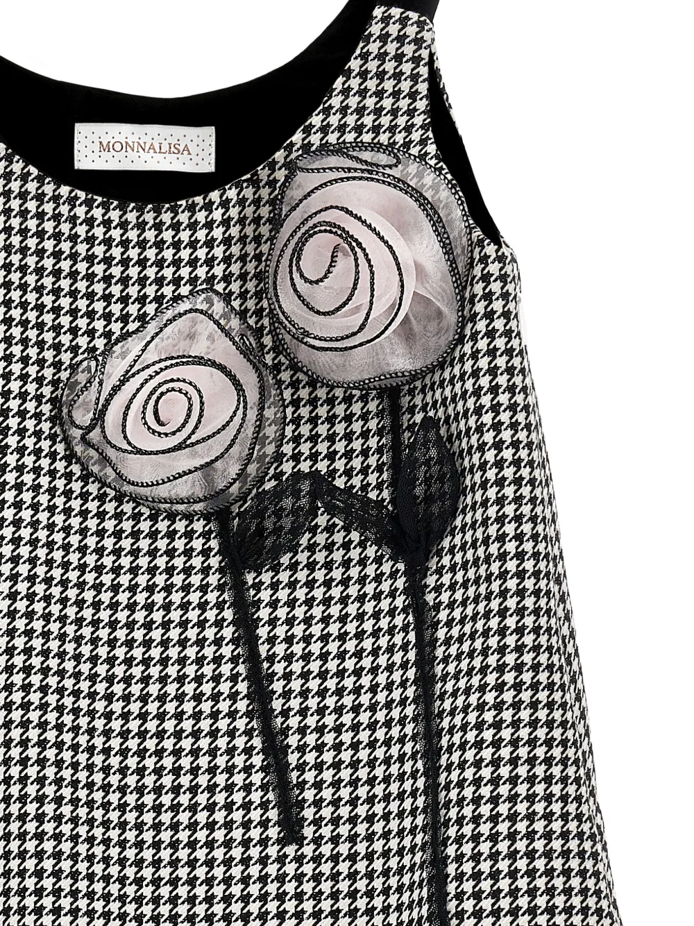 Monnalisa Jurk met pied-de-poule print Zwart