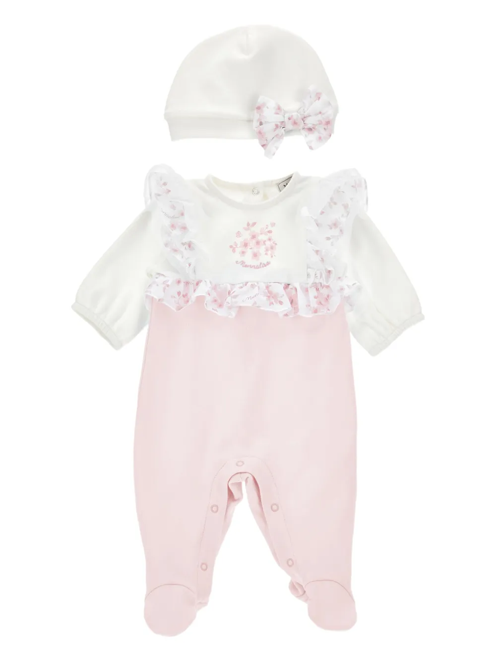 Monnalisa cotton babygrow (set of two) | White | Image 1