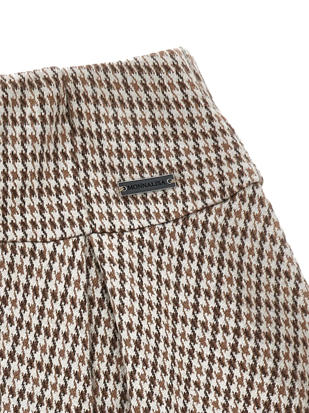 Monnalisa Mini-plooirok met pied-de-poule print Beige