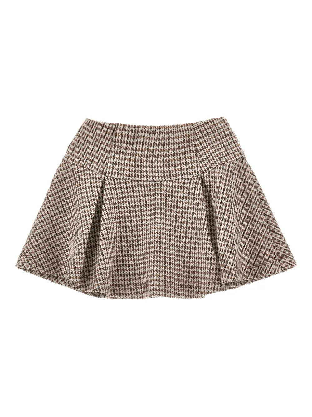 Monnalisa Mini-plooirok met pied-de-poule print Beige