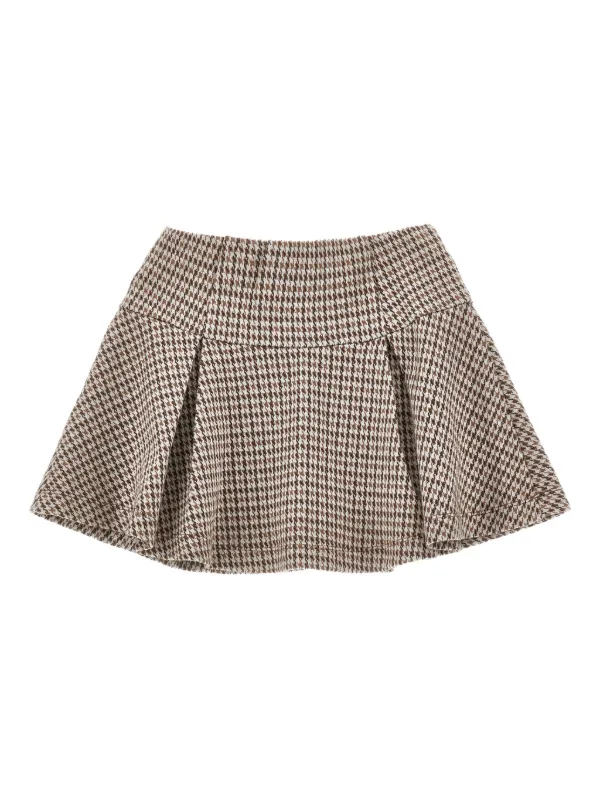 Monnalisa Houndstooth Pleated Mini Skirt | Neutrals | FARFETCH