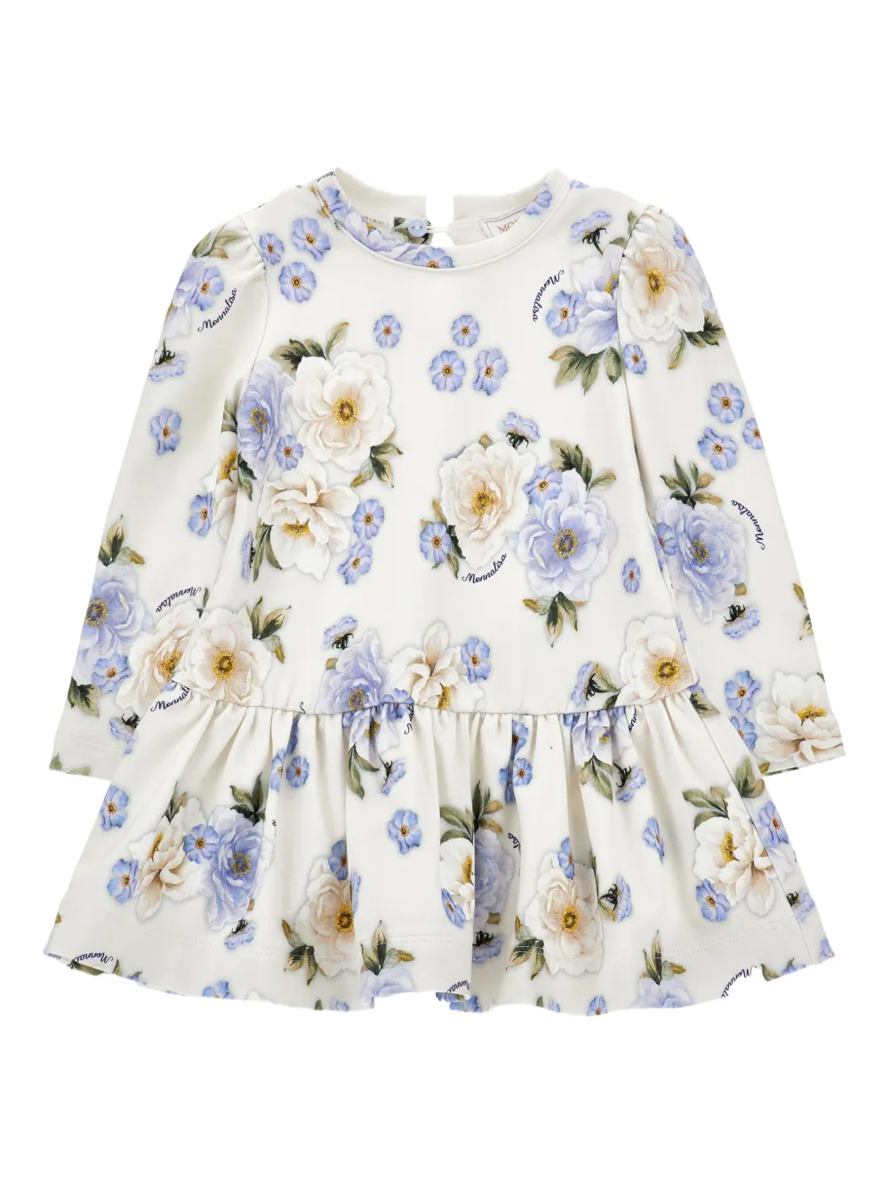 Monnalisa Jurk met bloe print Wit