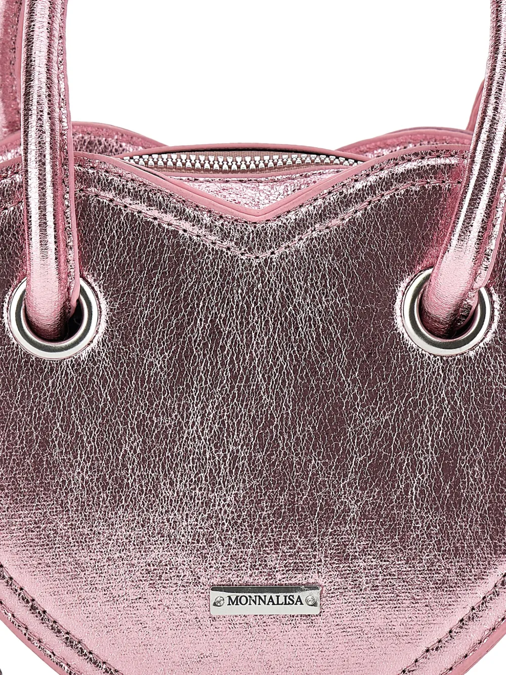 Monnalisa Hartvormige metallic handtas Roze