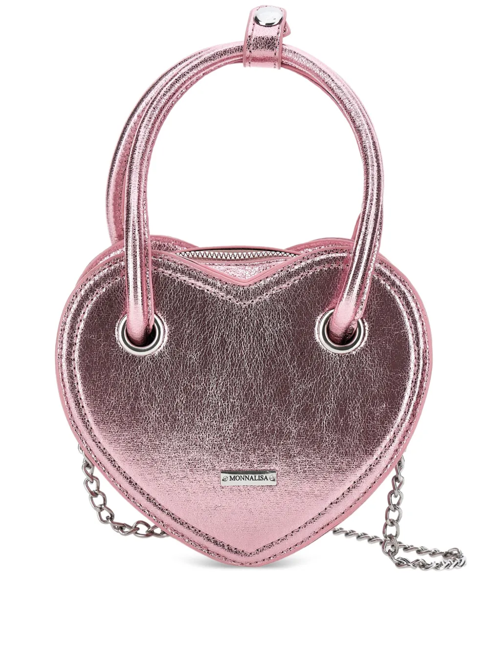 Monnalisa Hartvormige metallic handtas Roze