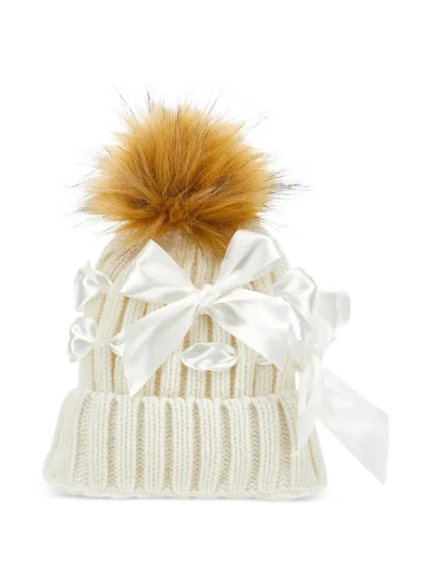 Monnalisa gorro con detalle de listón y pompón
