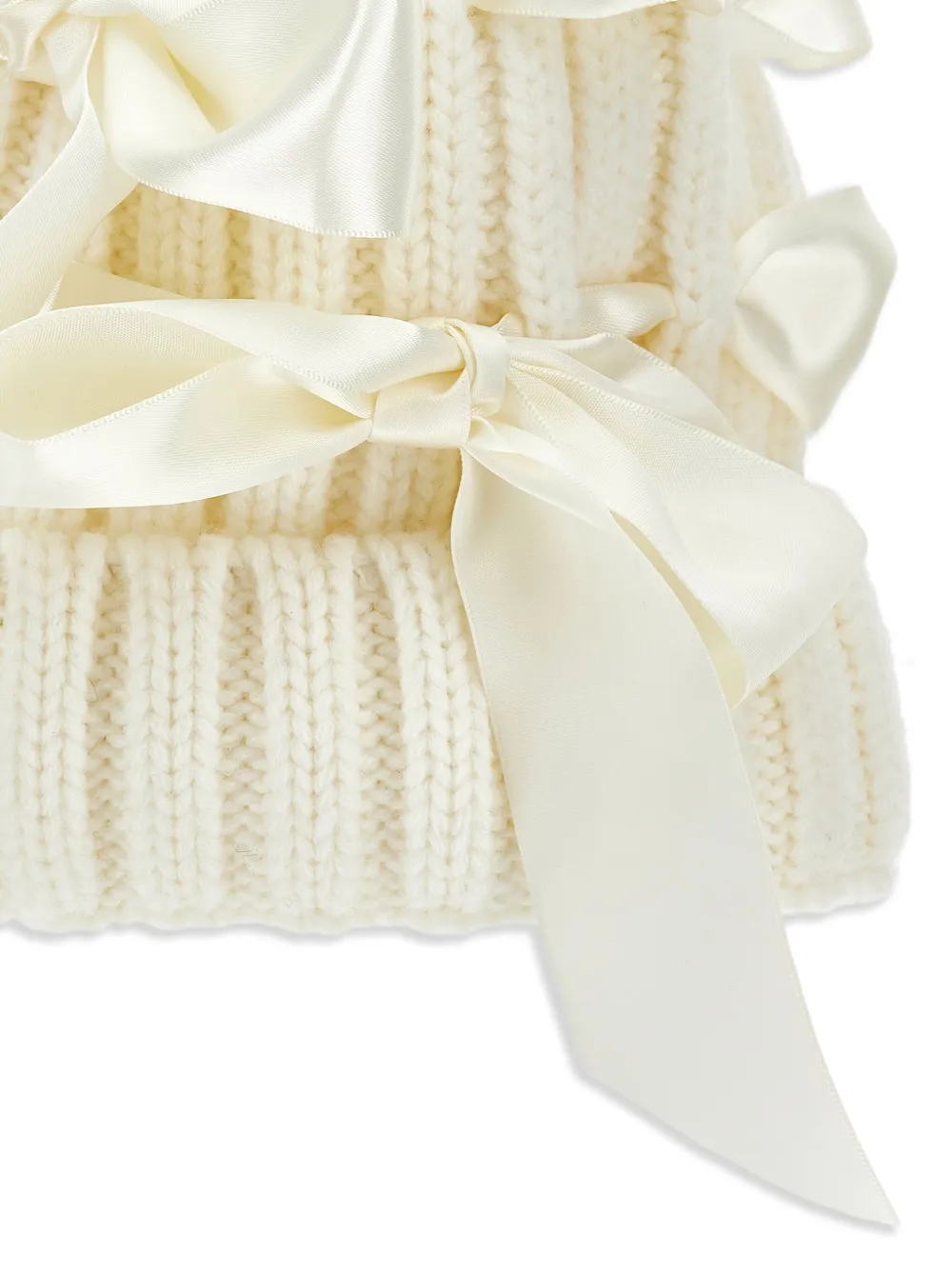 Monnalisa Muts verfraaid met lint en pompon Wit