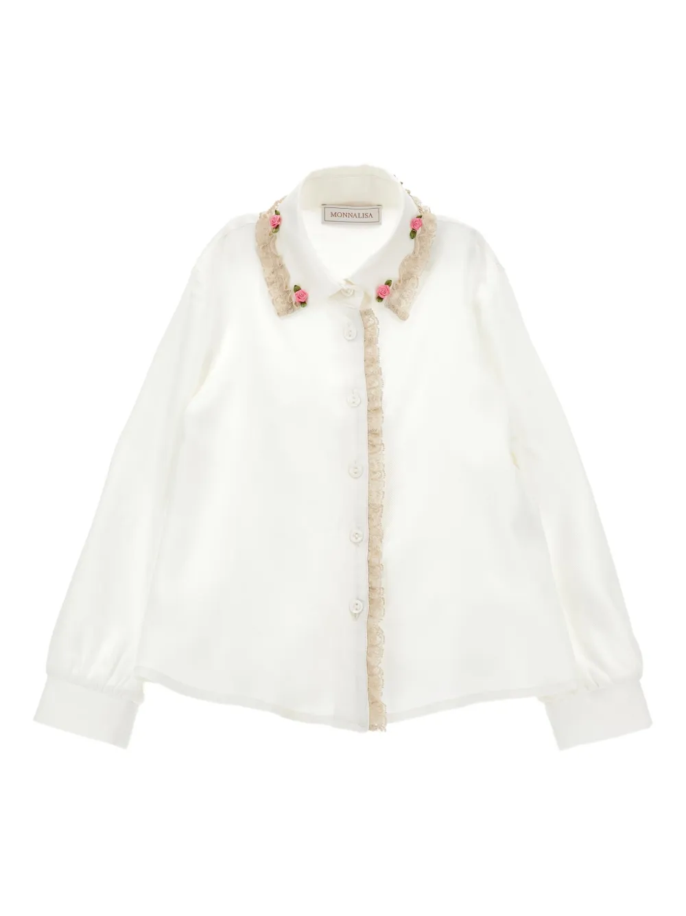 Monnalisa Shirt verfraaid met bloe Wit