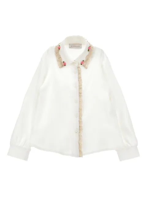 Monnalisa Bluse mit Blumenapplikation