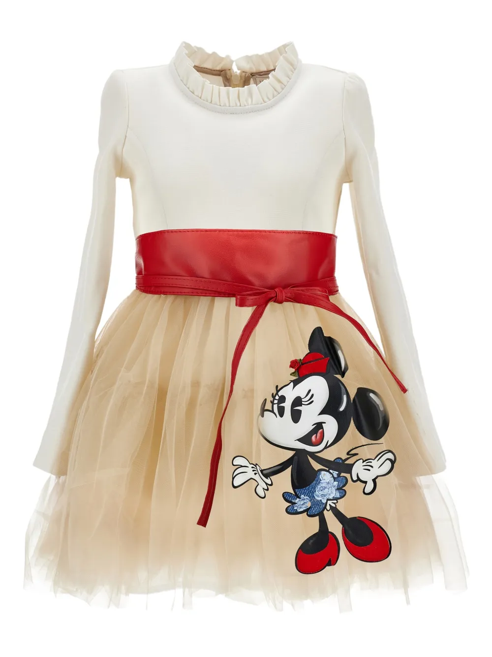 Monnalisa x Disney ベルテッドワンピース - ホワイト