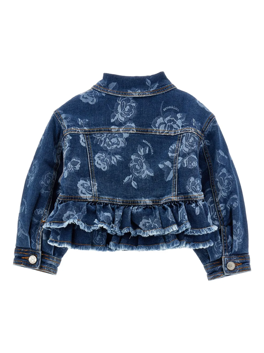 Monnalisa Spijkerjack met roosprint Blauw