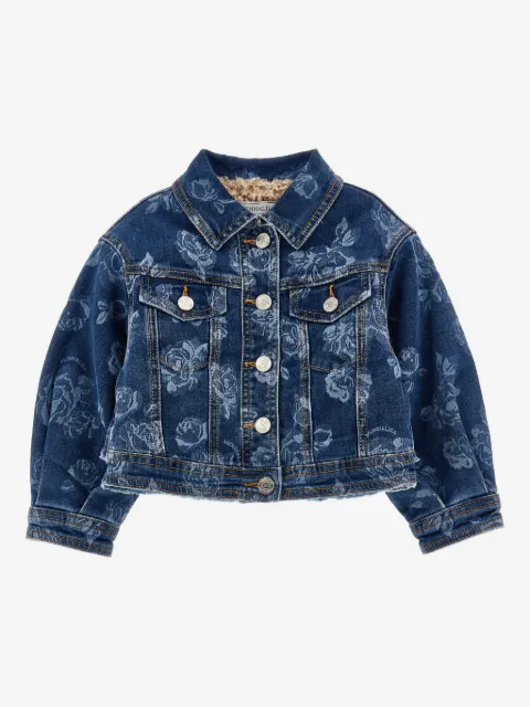Monnalisa rose-print denim jacket
