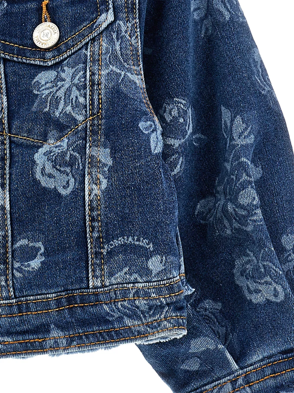 Monnalisa Spijkerjack met roosprint Blauw