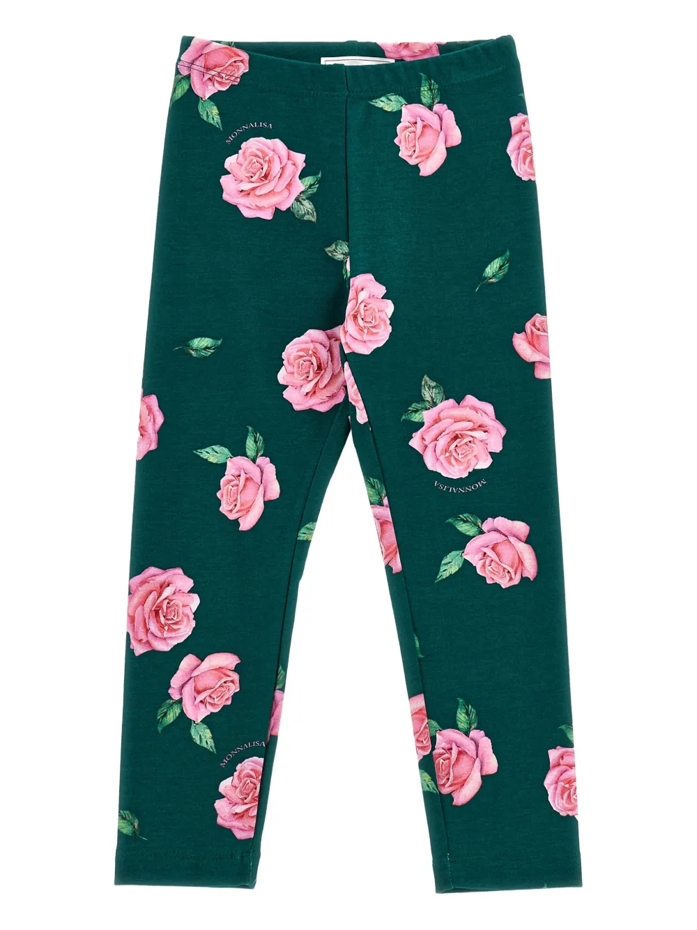 Monnalisa Kids' Floral-print Leggings In Green