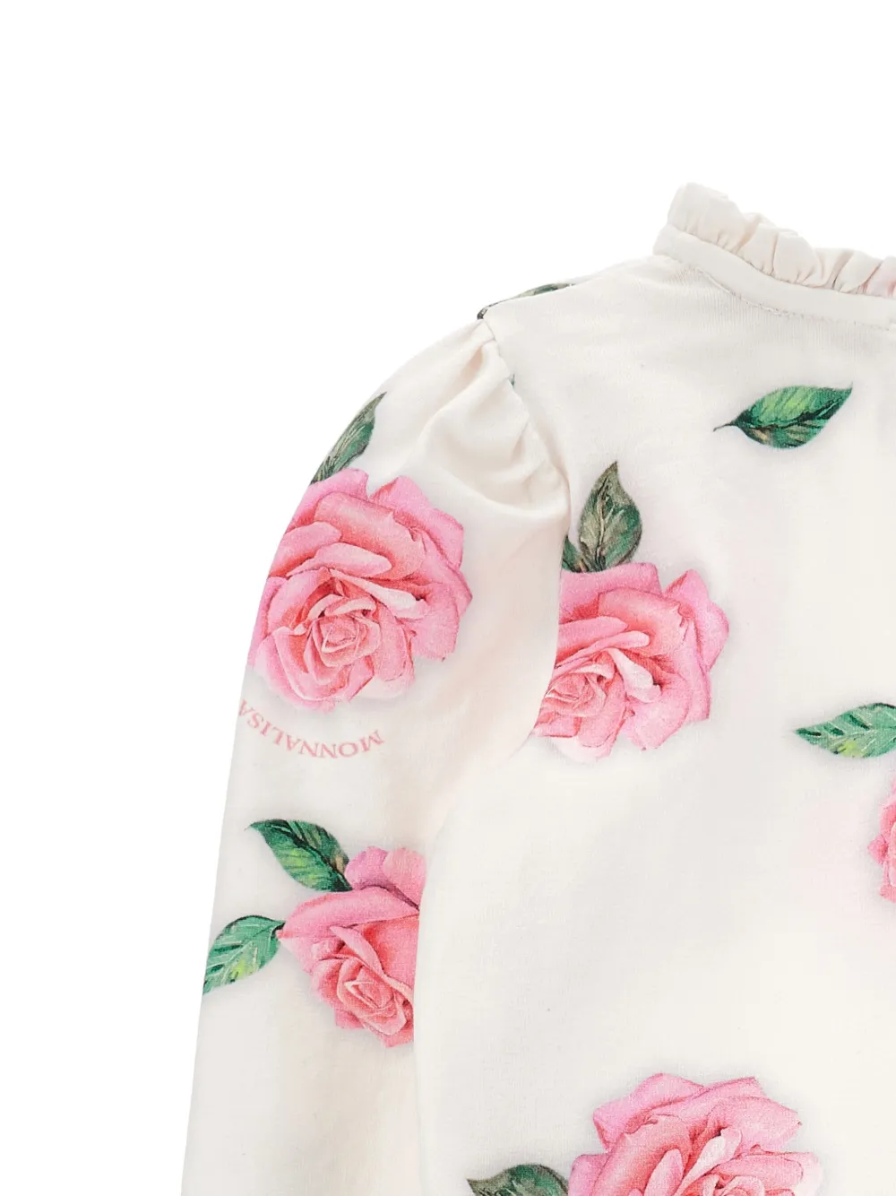 Monnalisa Floral-print Long-sleeve Top In White
