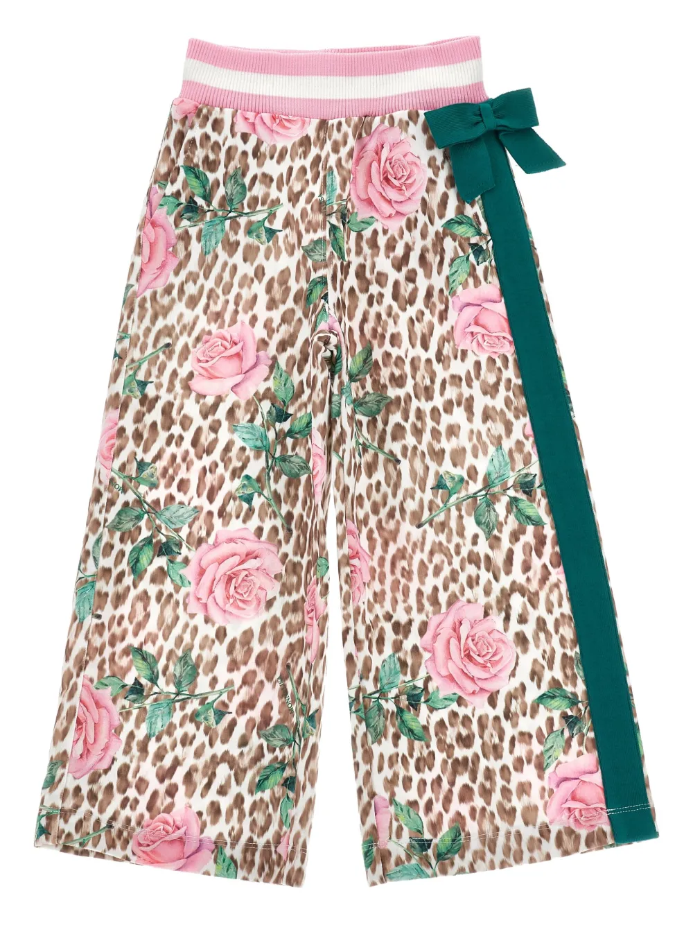 Monnalisa Broek met wijde pijpen en luipaardprint Bruin