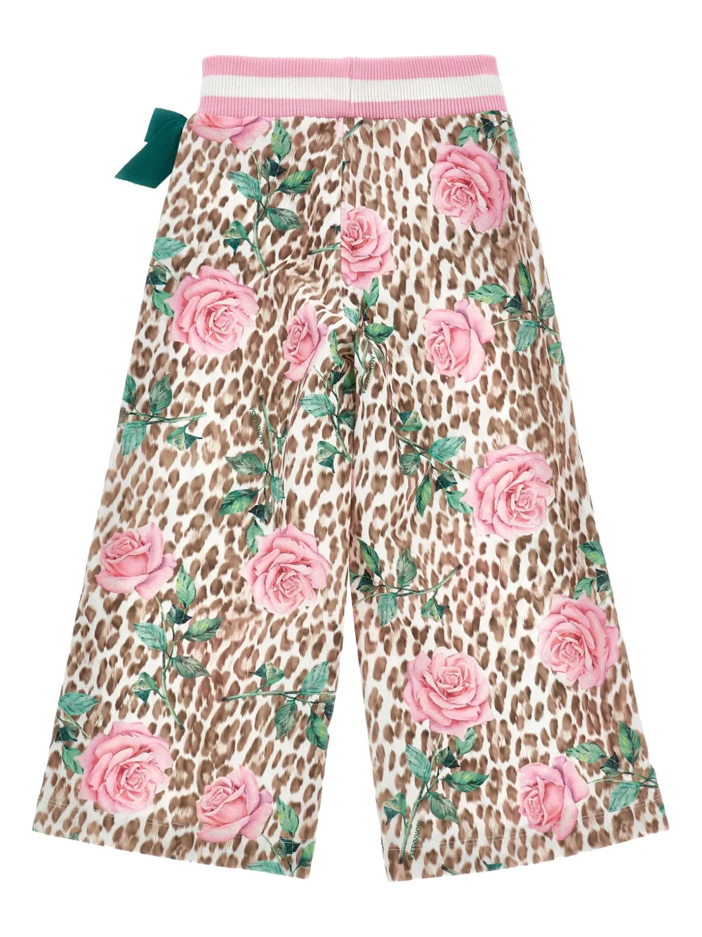 Monnalisa Broek met wijde pijpen en luipaardprint Bruin