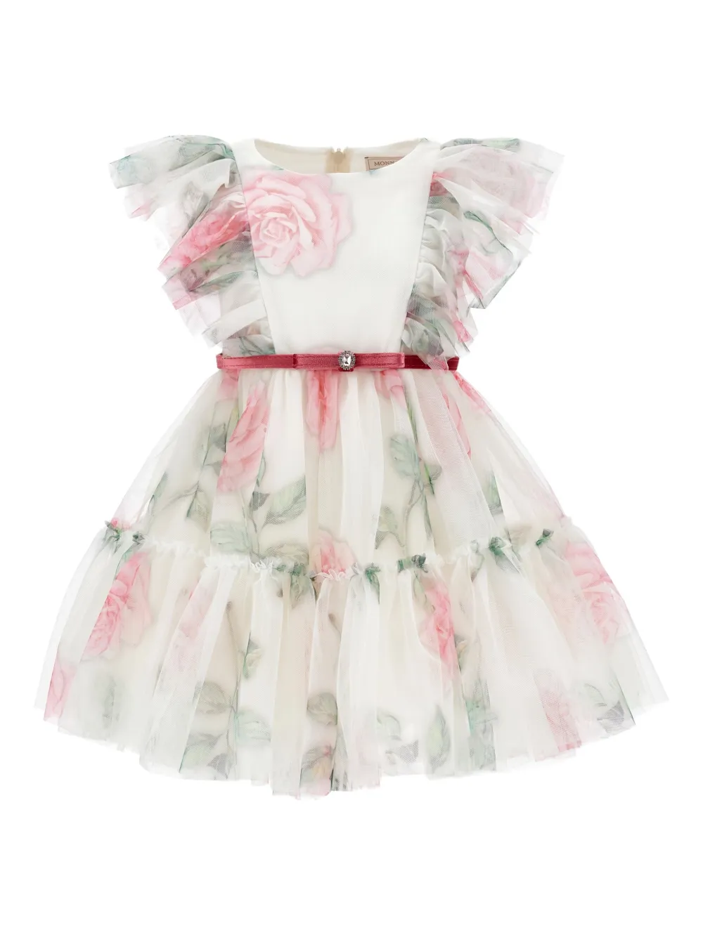 Monnalisa ruffle-detail floral dress | White | Image 1