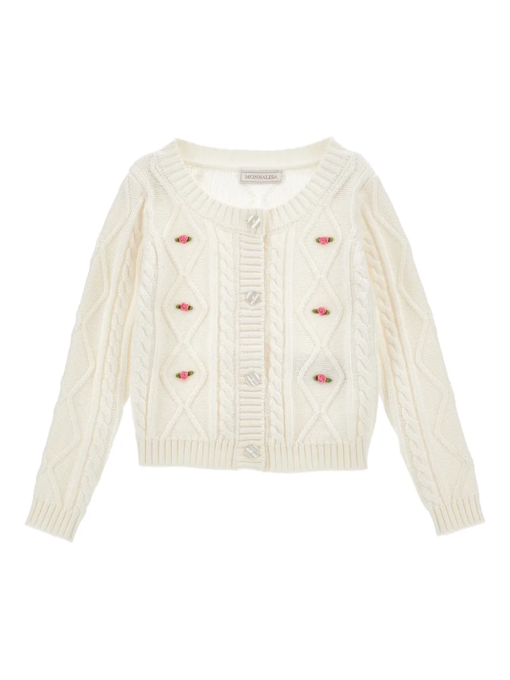 Monnalisa Kabelgebreid vest Wit