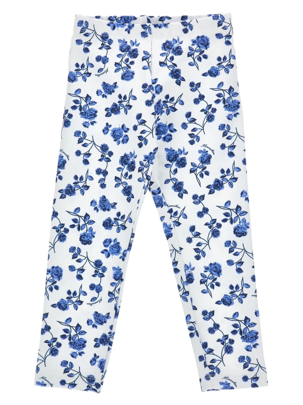 Monnalisa Floral-print Leggings In Blue