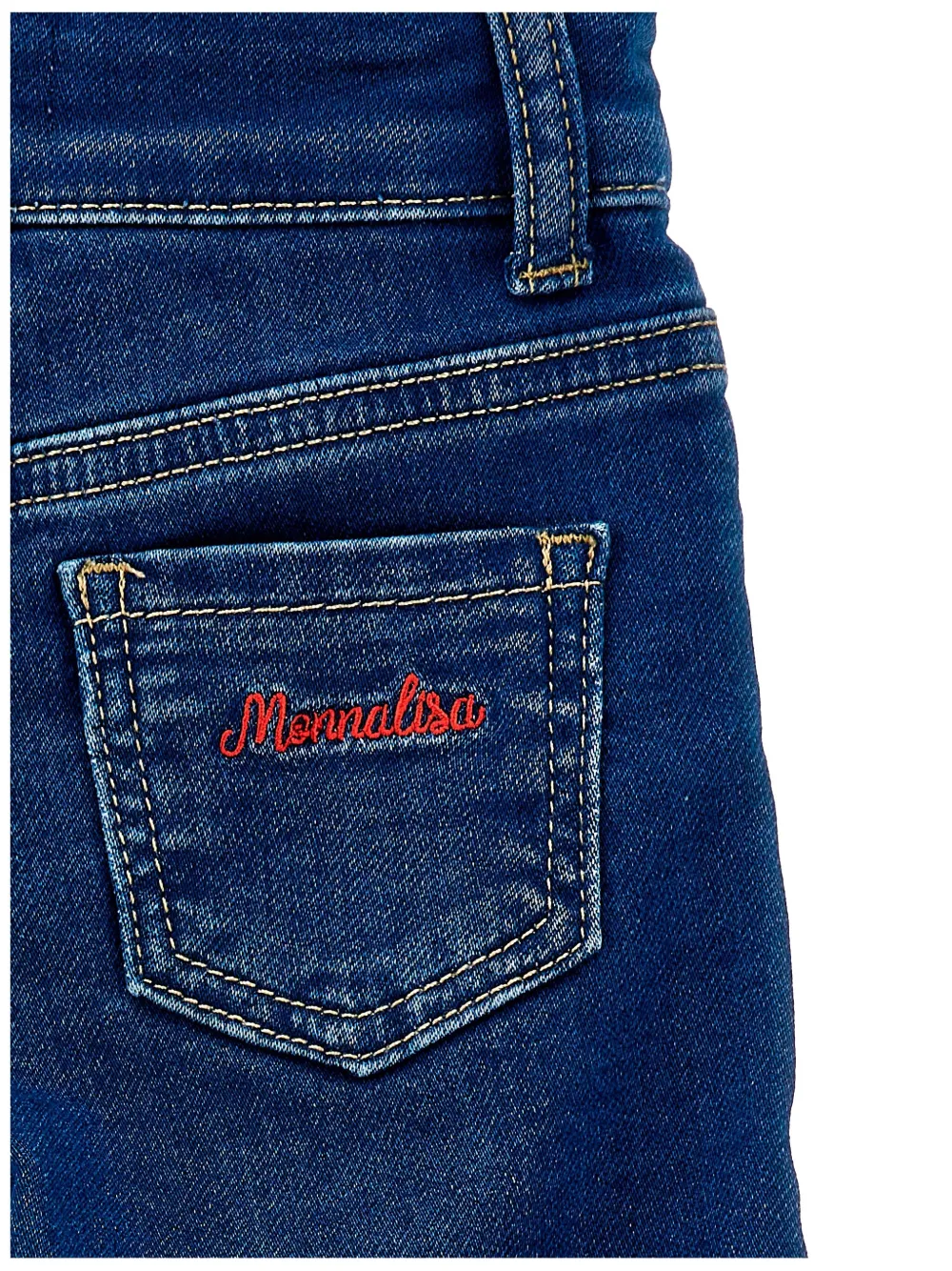 Monnalisa Jeans met geborduurd hart Blauw
