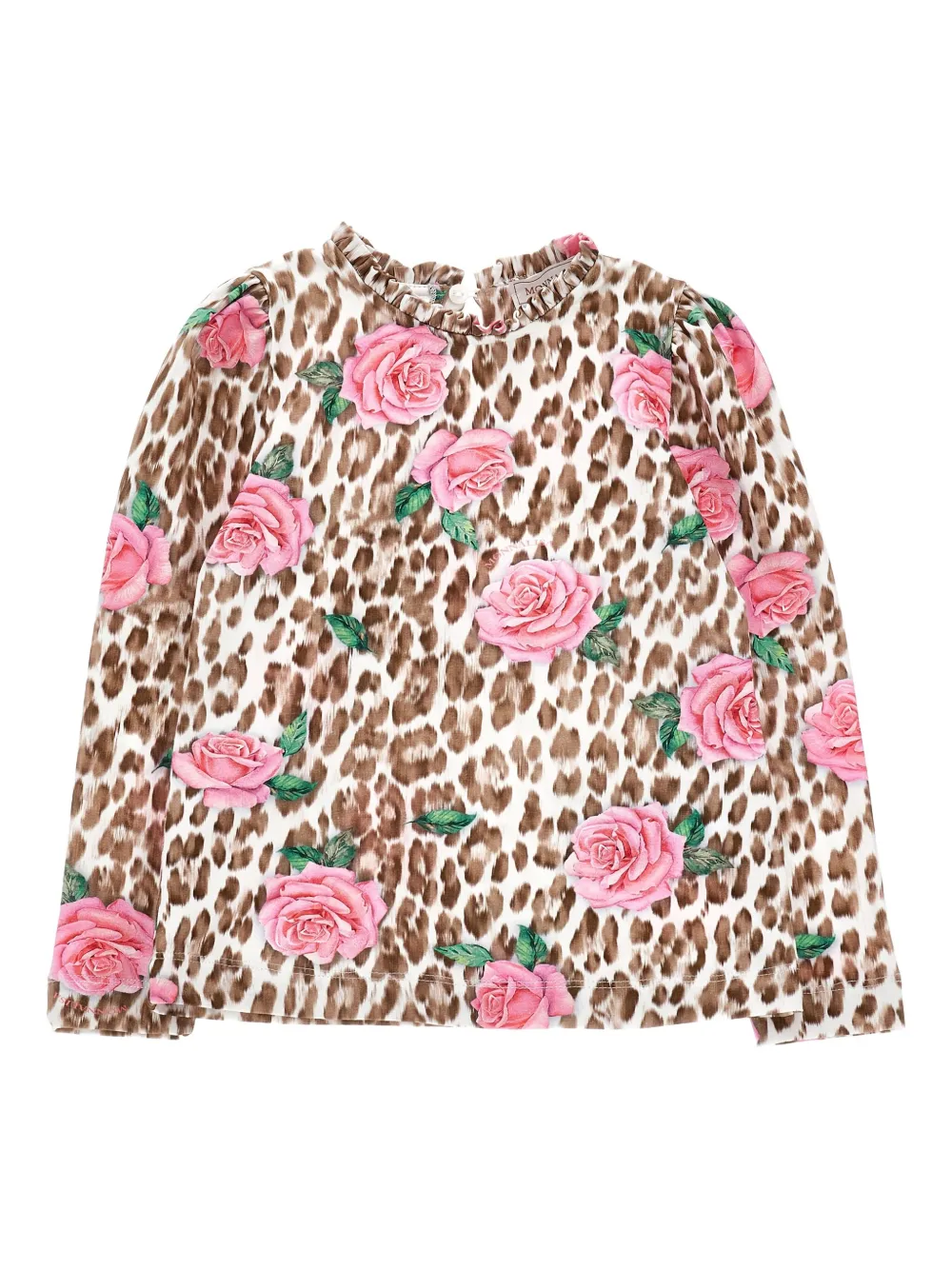 Monnalisa floral-print ruffle-detail top | Pink | Image 1